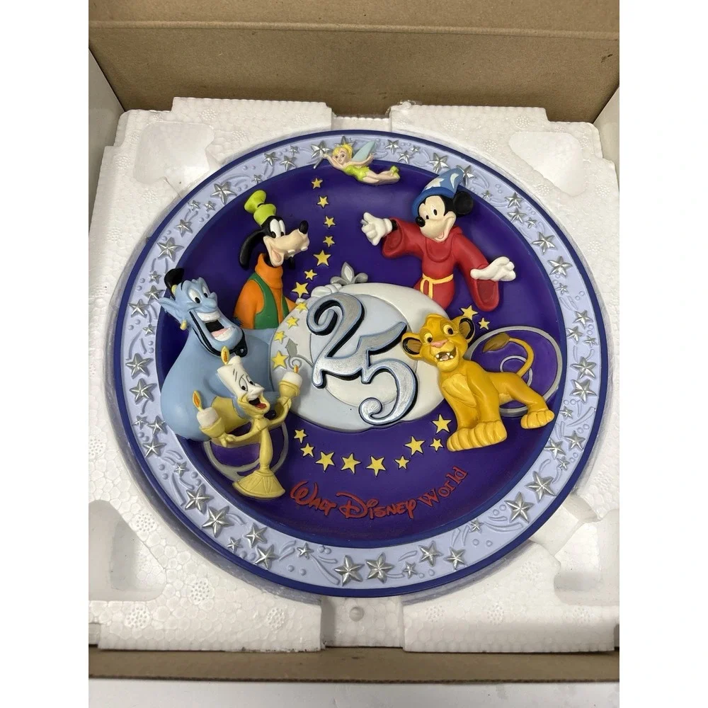 Disney World 25th Anniversary 1996 3D Character Plate NEW IN BOX